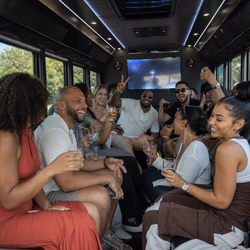 Black Mercedes Sprinter van staged for an San Jose Birthday Transportation group