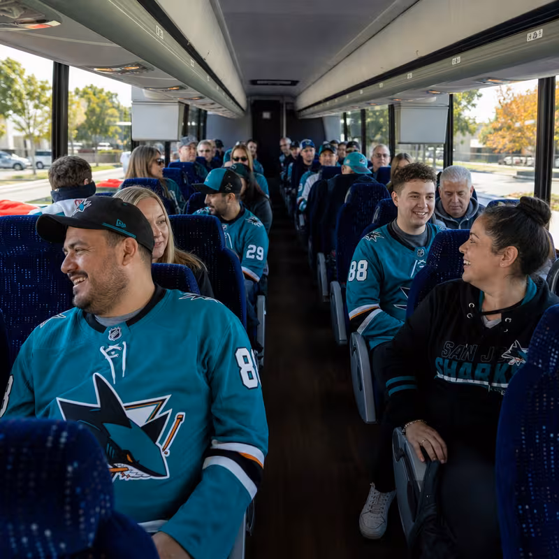 Passenger seating aboard a San Jose party bus rental