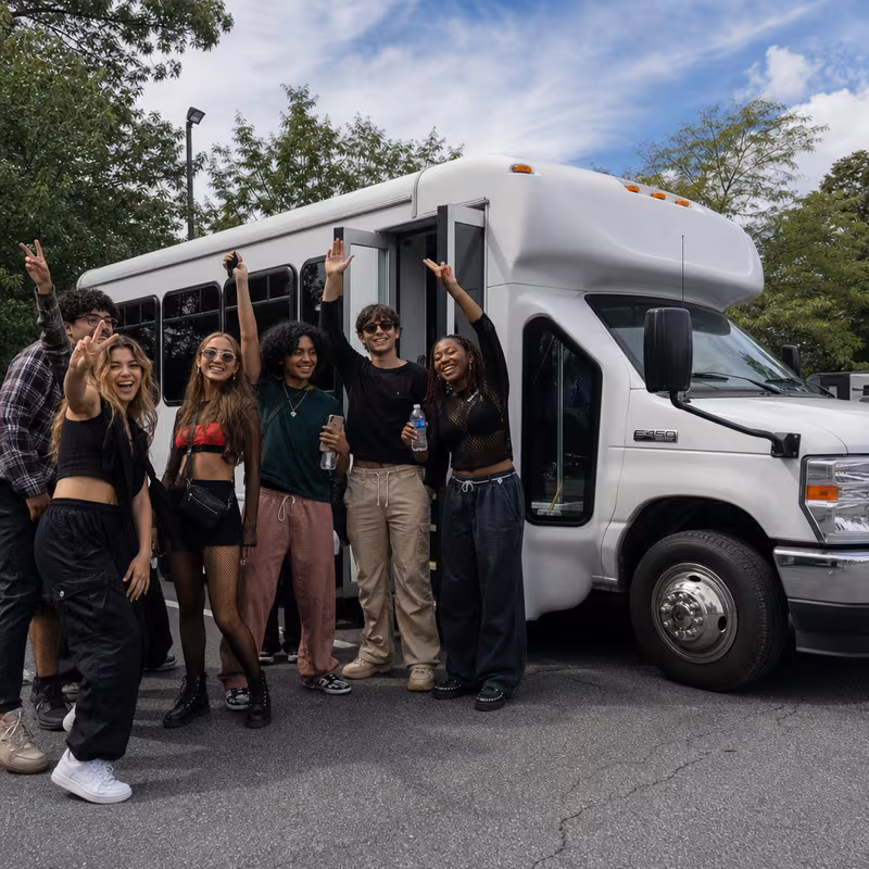 Black Mercedes Sprinter van staged for an San Jose Concert Transportation group