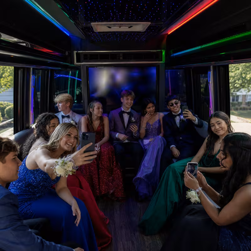Black Mercedes Sprinter van staged for an San Jose Prom & Homecoming Transportation group