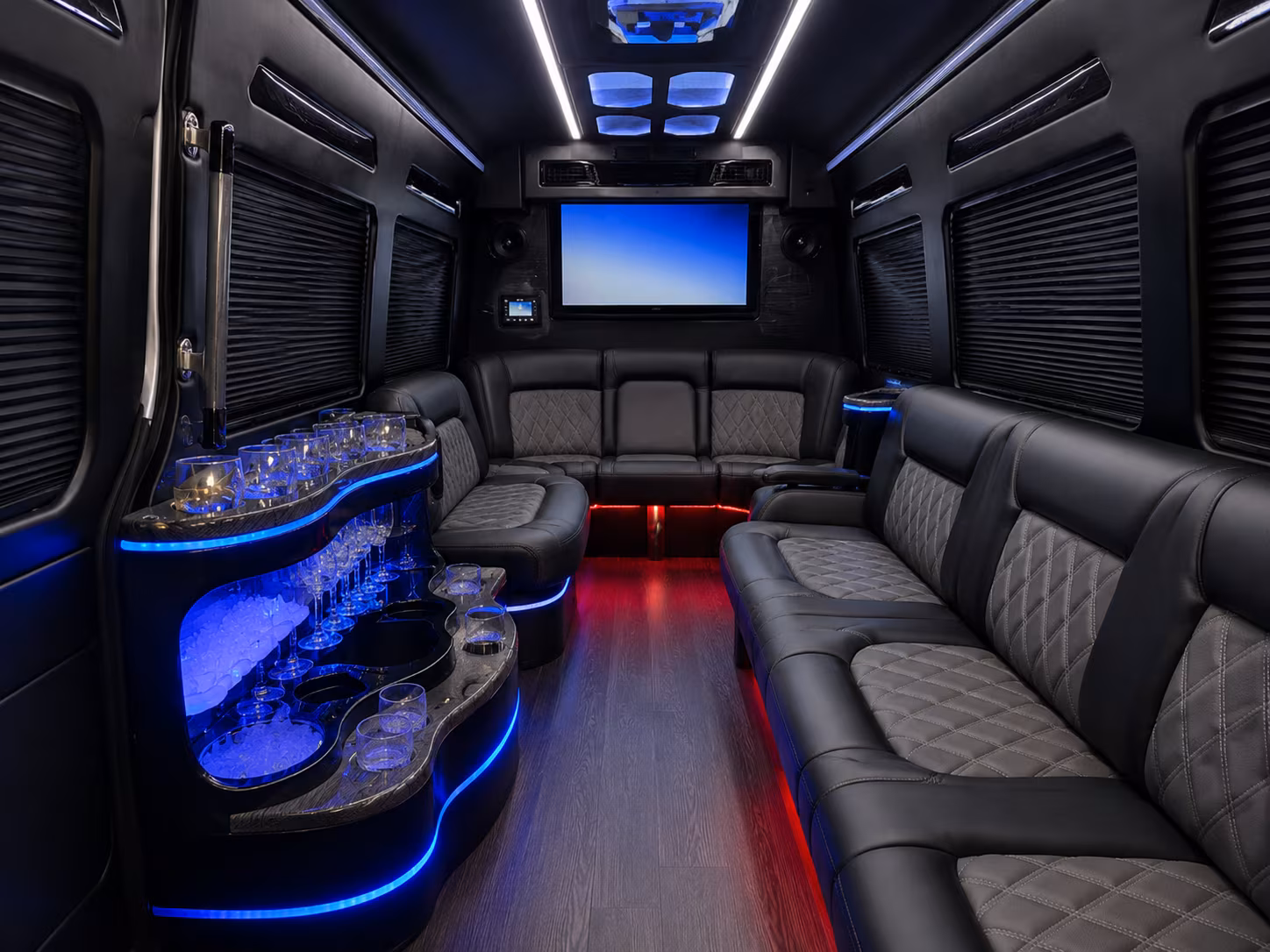 San Jose Airport Shuttle & Transportation party bus interior