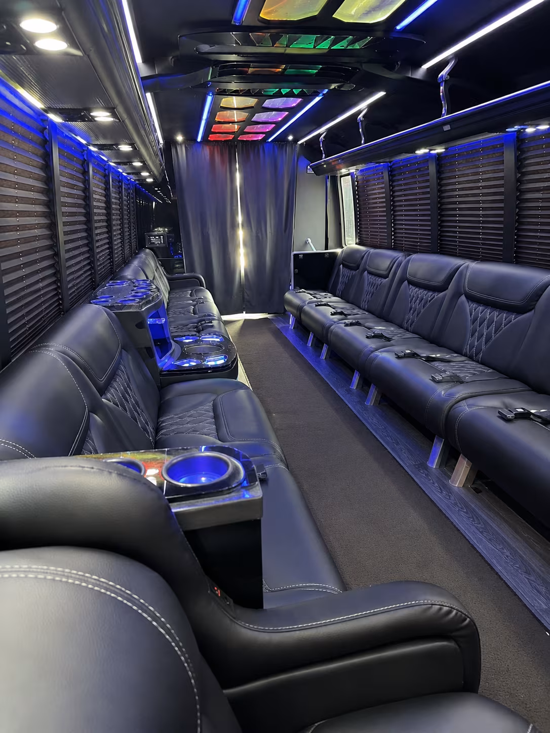 San Jose Sporting Event Transportation party bus interior