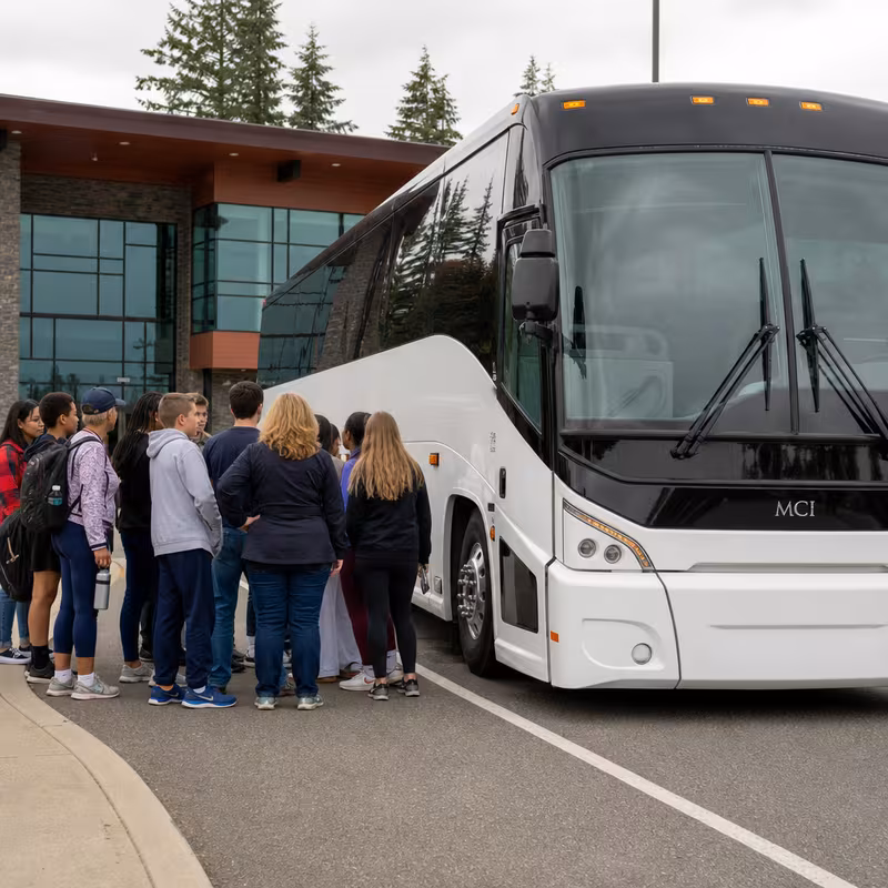 Black Mercedes Sprinter van staged for an San Jose School Transportation group