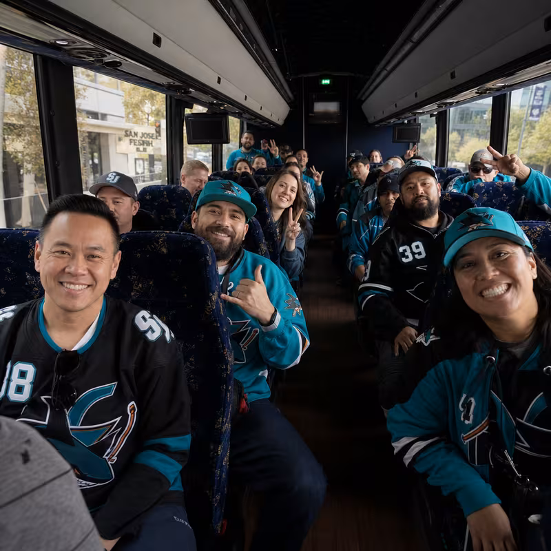 Black Mercedes Sprinter van staged for an San Jose Sporting Event Transportation group